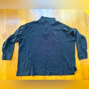 Polo Ralph Lauren Sweater Mens 4XLT Tall Black Quarter Zip Estate Rib Small Pony